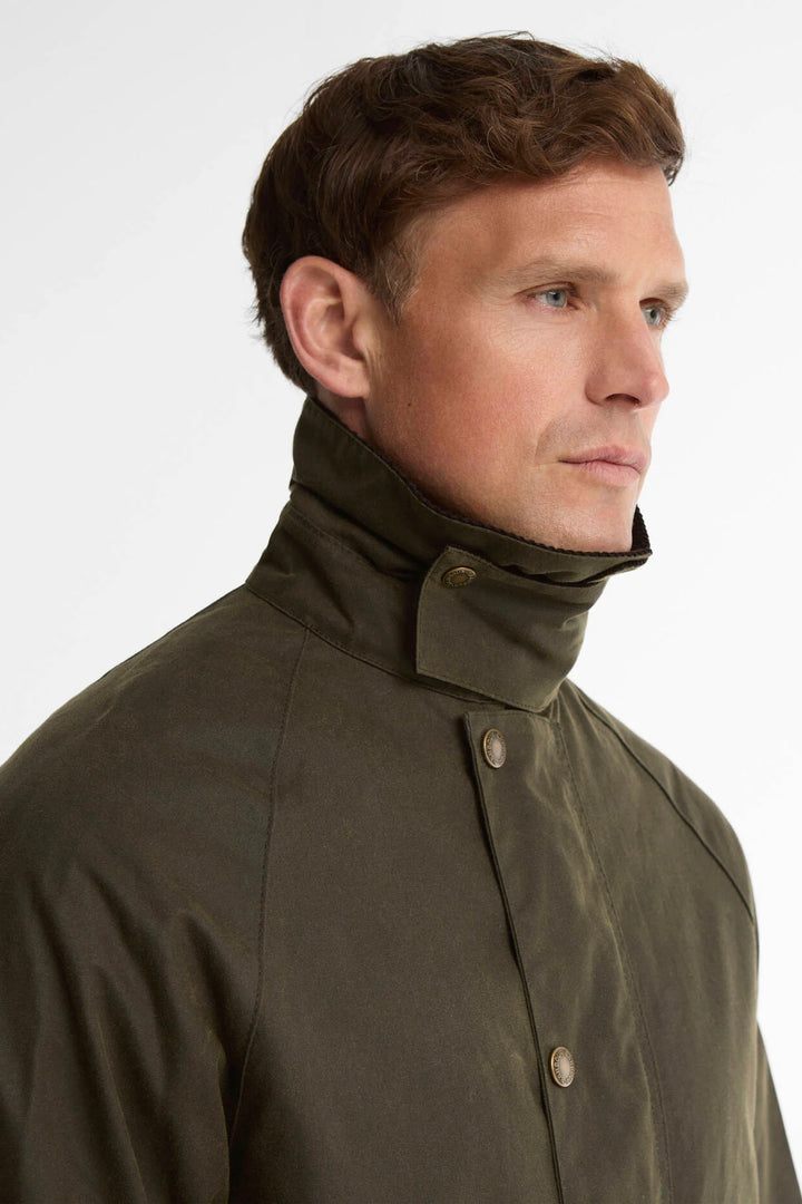 Barbour Country Waxed Mac Jacket Olive/Fern