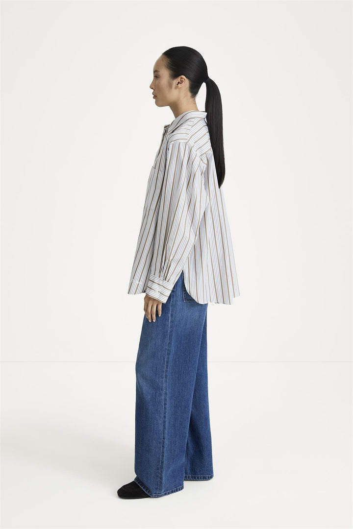 Jansell Shirt Taupe Stripe