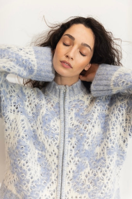 Briana Zip Knit Light Blue
