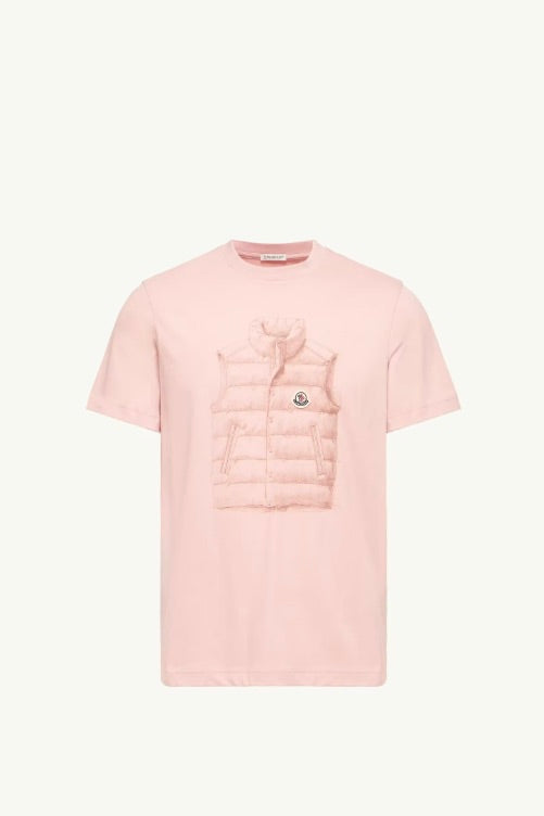 Down Jacket Print Cotton T-Shirt Pink