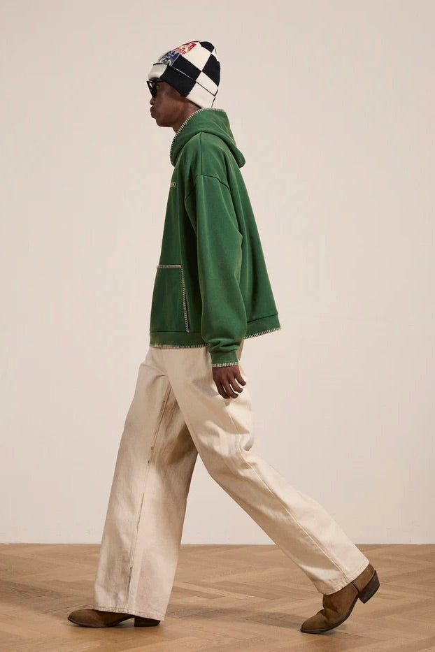 Stitched Border Hoodie Vintage Forest