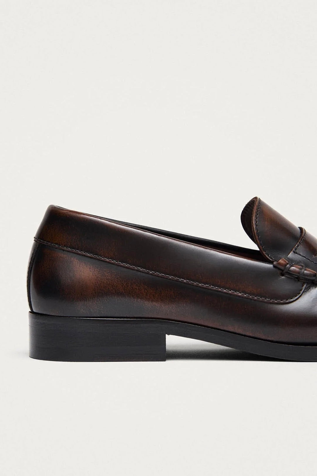 Rivet Brushed Coffee Brown Leather Loafers