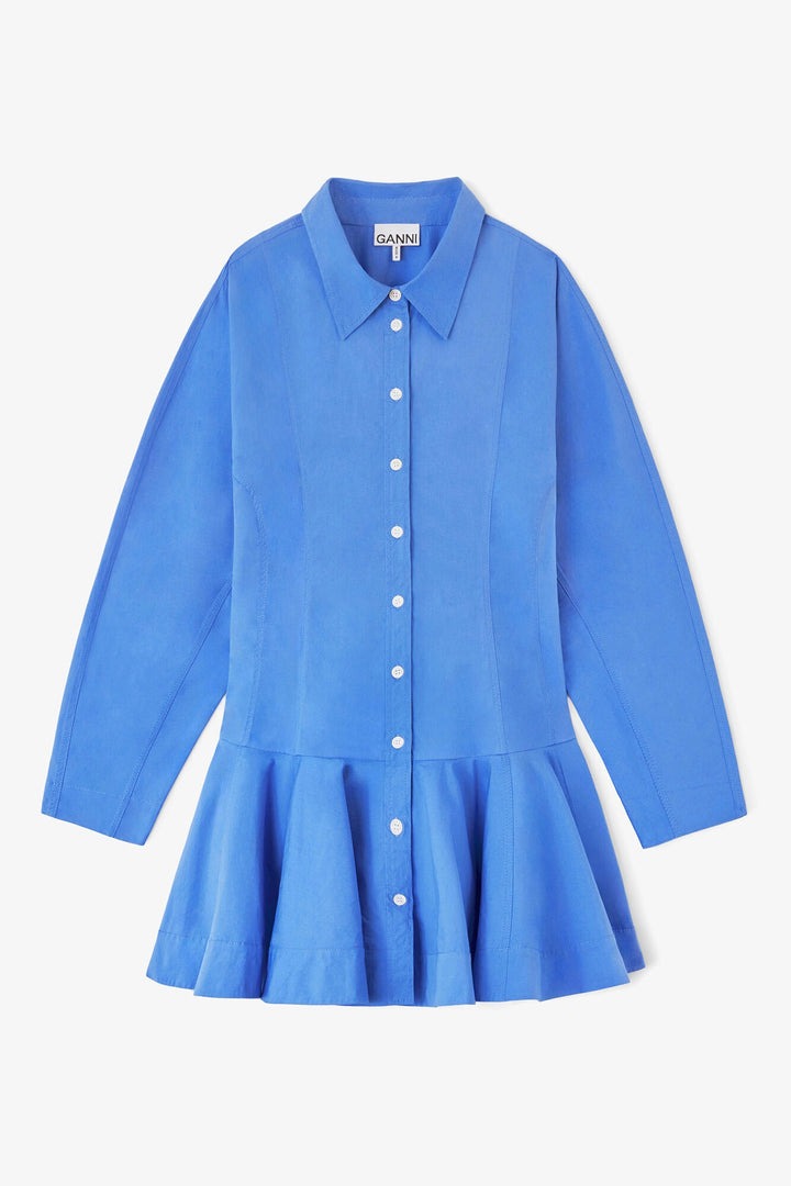 Stretch Cotton Mini Shirt Dress Marina