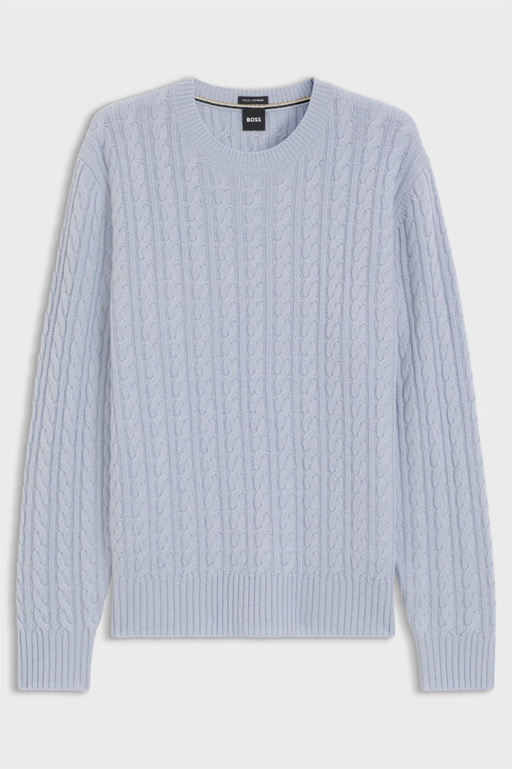 H-Furlan Cable-Knit Sweater Open Blue