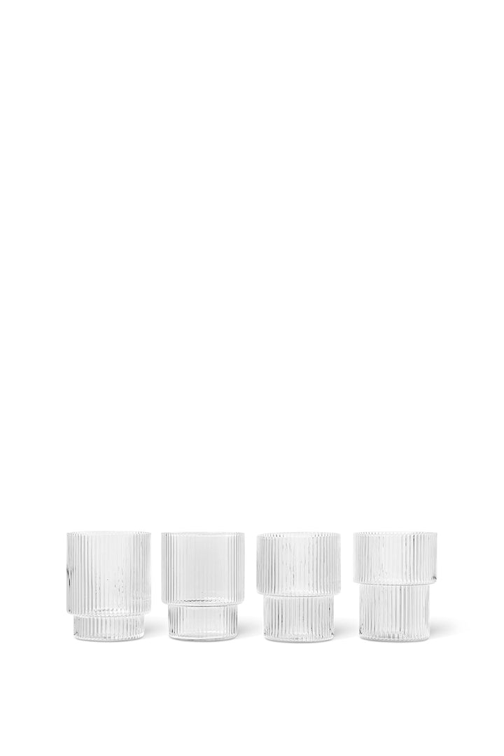 ferm LIVING Ripple Glasses Clear - Set of 4 - Dale