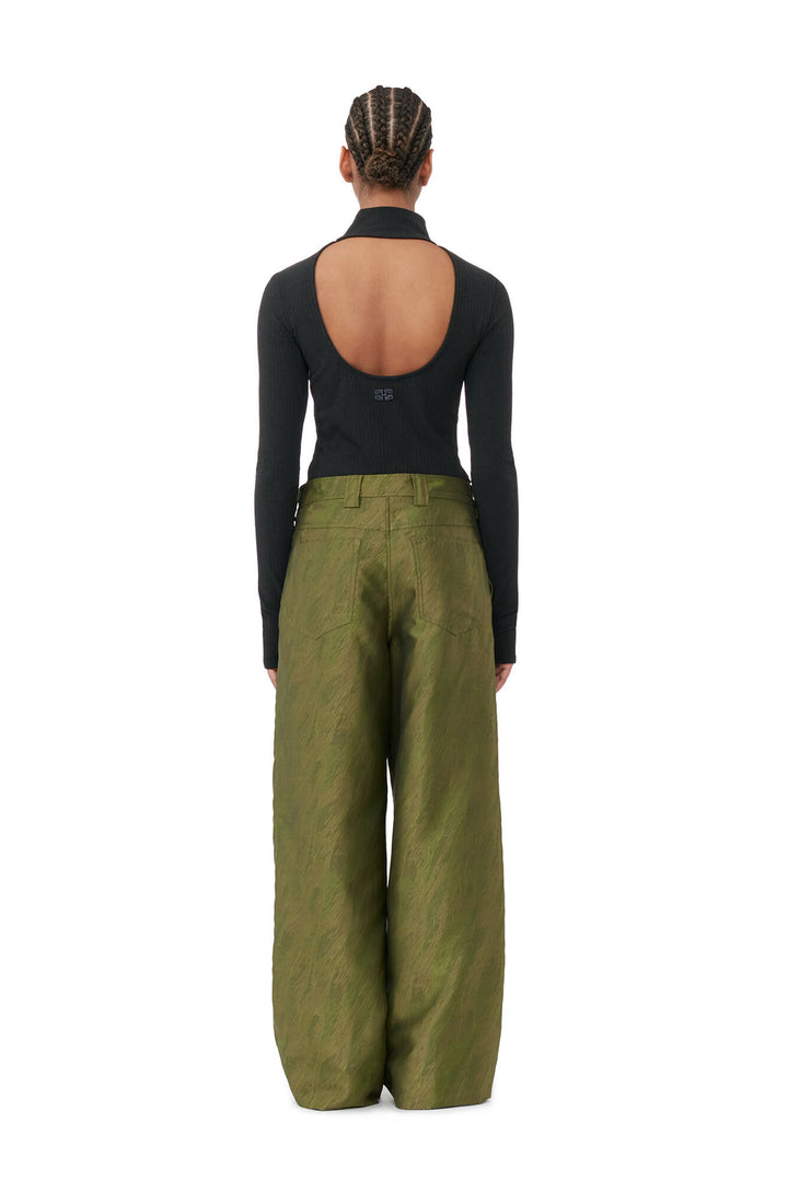 Shiny Jacquard Lowrise Pants