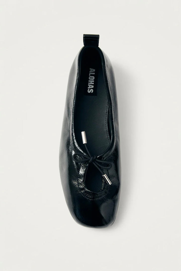 Rosalind Onix Black Leather Ballet Flats
