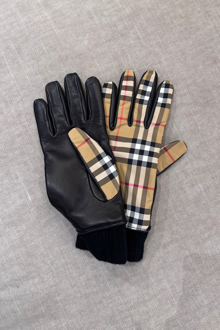 Classic Check Leather Gloves