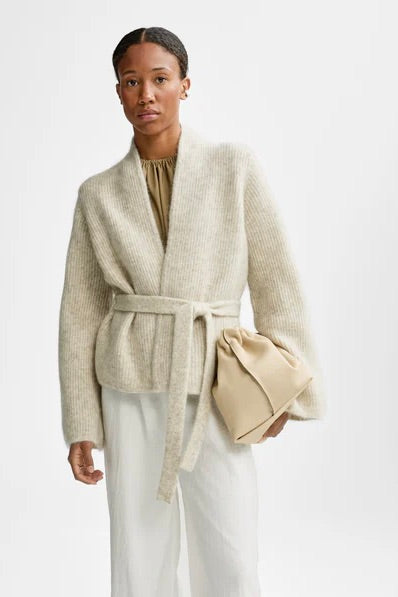 Lila Mohair Cardigan Wheat