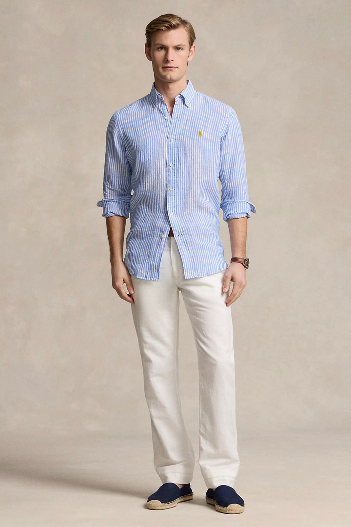 STRIPED LINEN SHIRT CUSTOM FIT