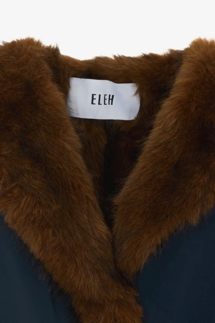 Padded Faux-Fur-Trim Jacket Blue