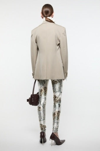 Layered Wool Suit Jacket Beige