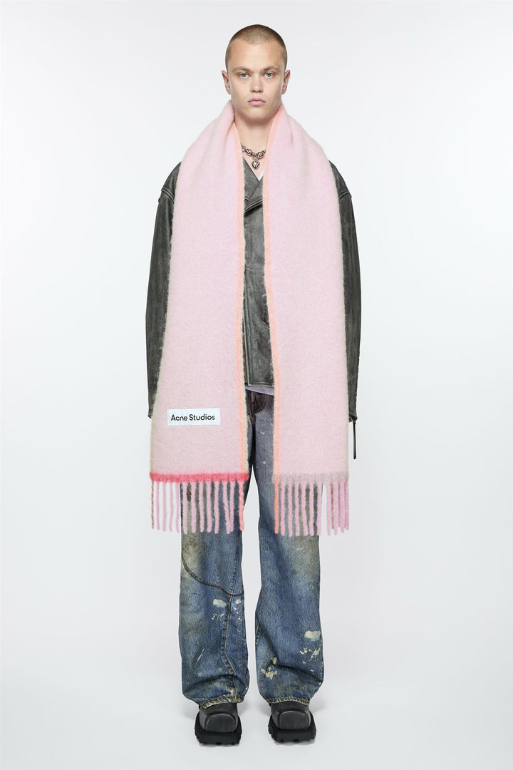 Wool Mohair Narrow Scarf Pink