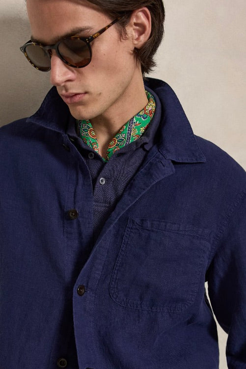 Linen Utility Jacket Newport Navy