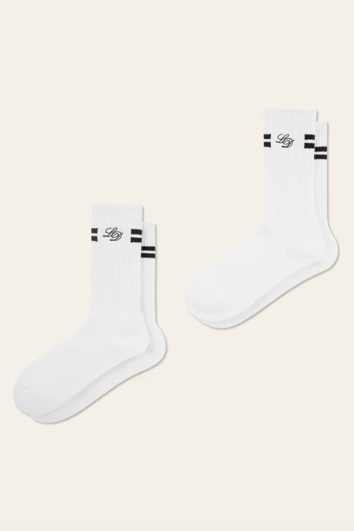 LES DEUX Les Deux Half Terry Socks 2-Pack White - Dale