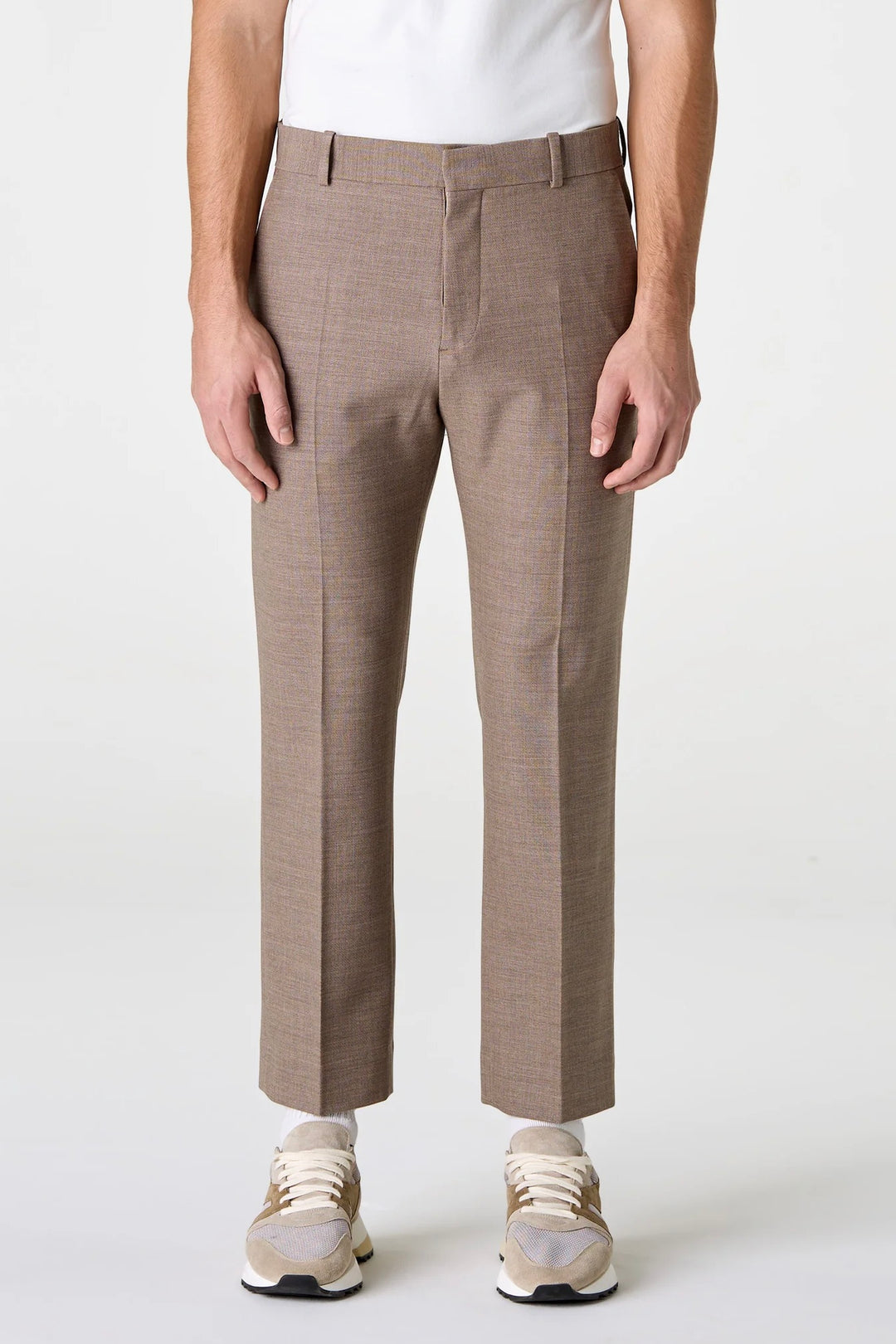 Stretch Wool Trousers Beige Melange