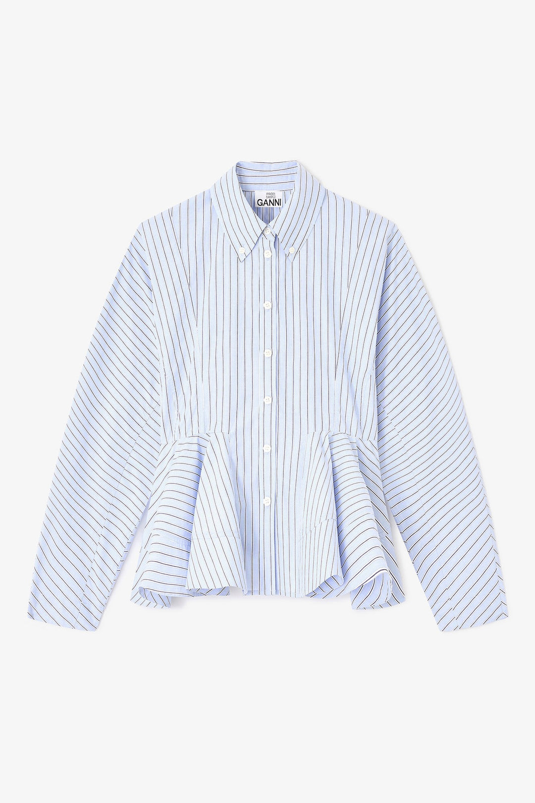 GANNI Stripe Cotton Peplum Shirt - Dale