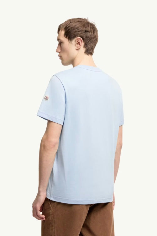 Down Jacket Print Cotton T-Shirt Light Blue