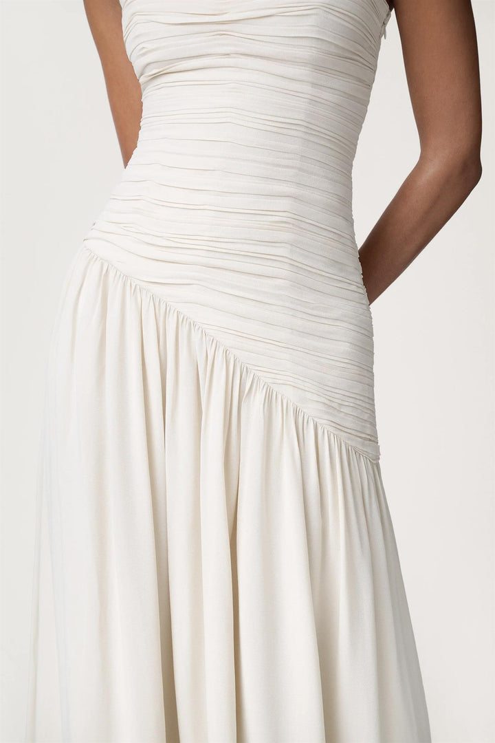 Lima Bandeau Dress Creme White