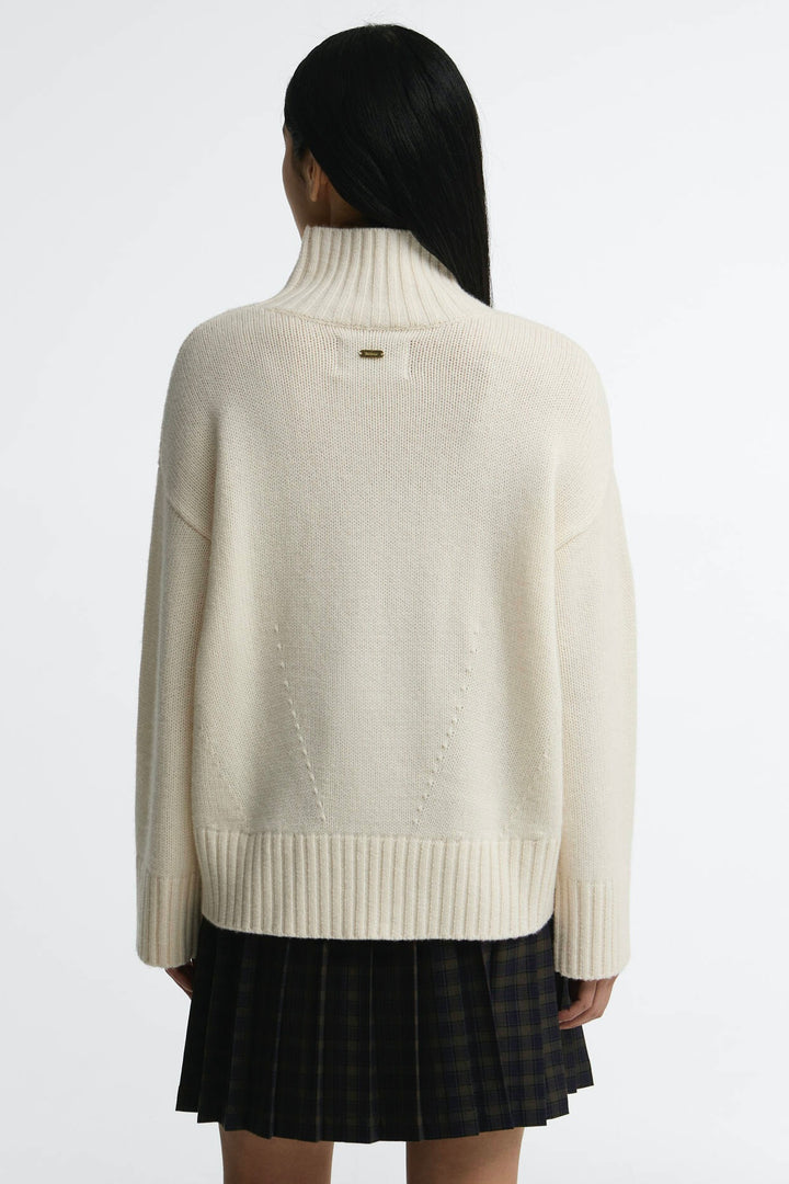 Woodhouse Cashmere-Blend Funnel Neck Jumper Summer Pearl/Ecru
