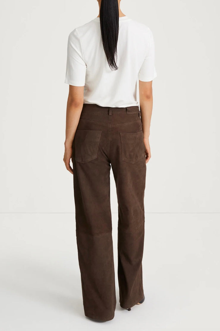 Victory Suede Trousers Pebble Brown