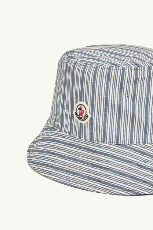 Reversible Striped Cotton Bucket Hat Blue&White