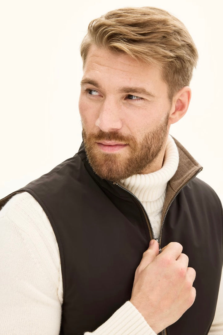Reversible Padded Vest Walnut Beige