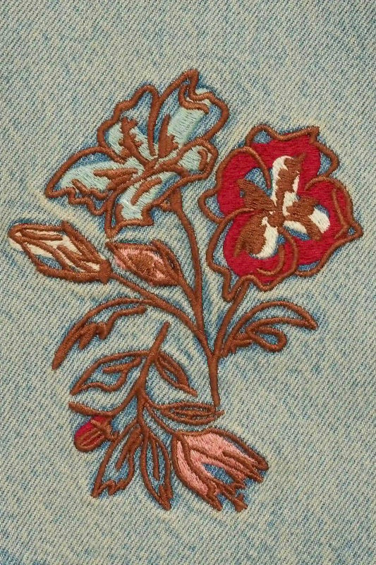 Short Jean Dusty Brodé Fleurs