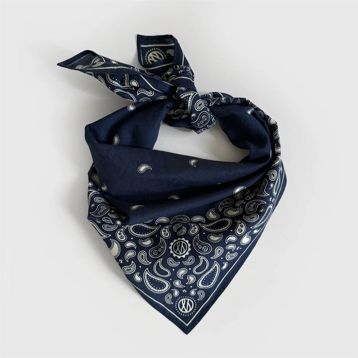 LE SCARF Cotton Paisley Scarf Navy 55x55 - Dale
