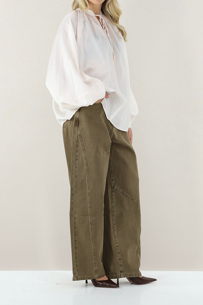 ELEH Loose Shirt with Neck Tie Cream - Dale
