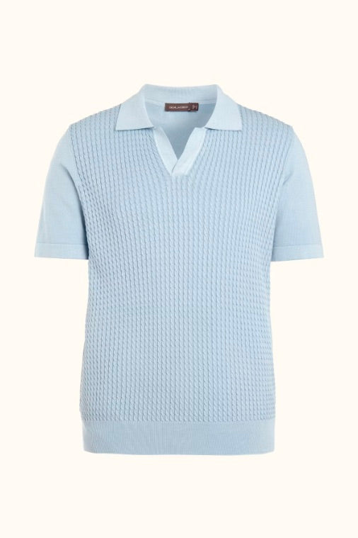 Alf Short Sleeve Poloshirt Chambray BLue