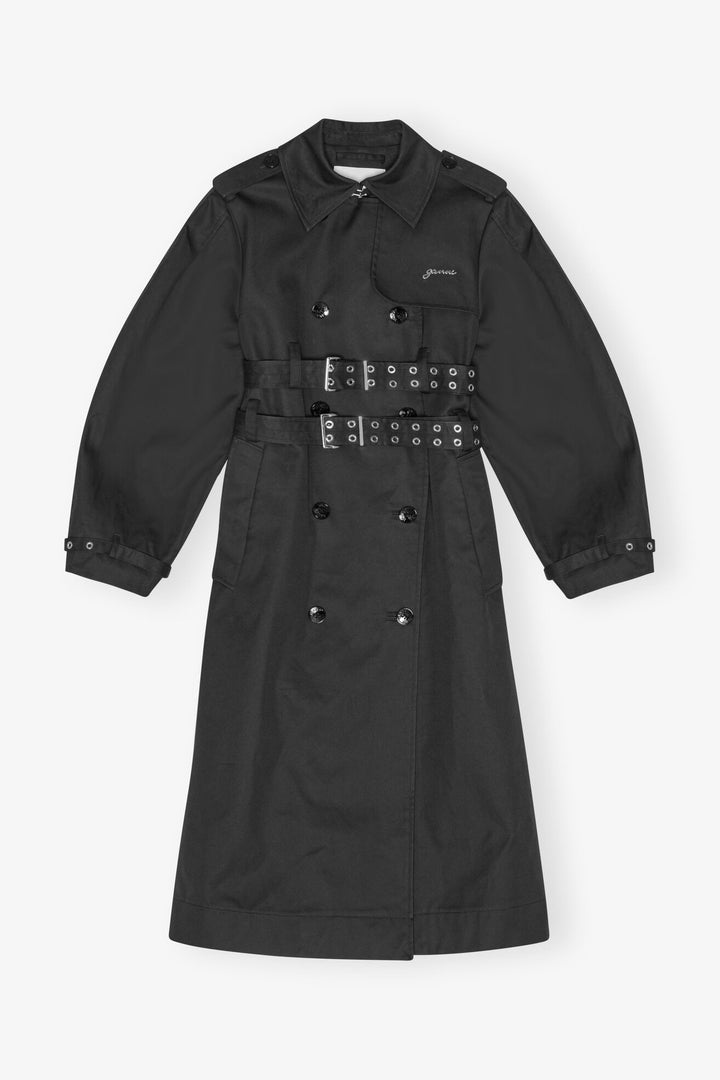 Bonded Cotton Trench Coat Black