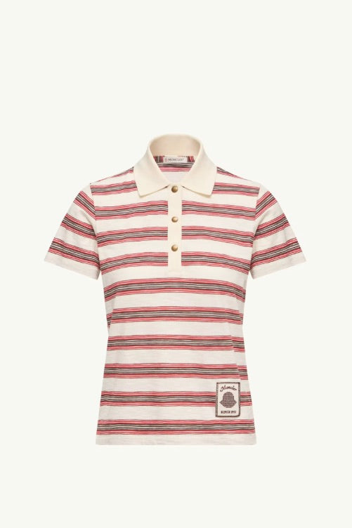 Striped Cotton Polo Shirt Red/White Stripe