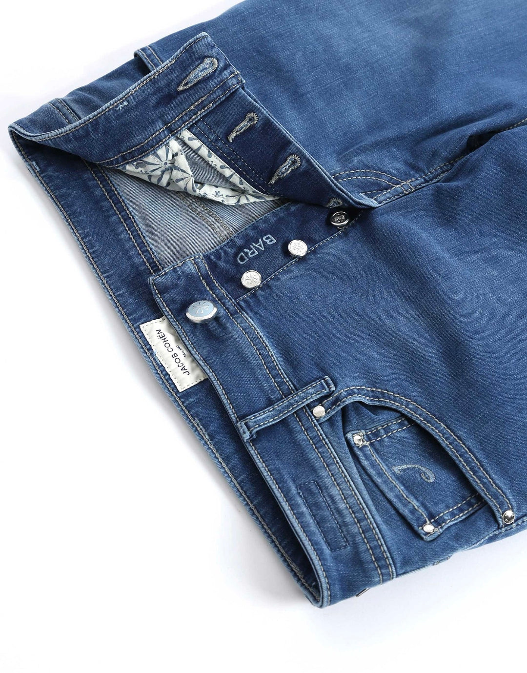 Bard Slim Fit Aqua Suede Badge Jeans Medium Blue