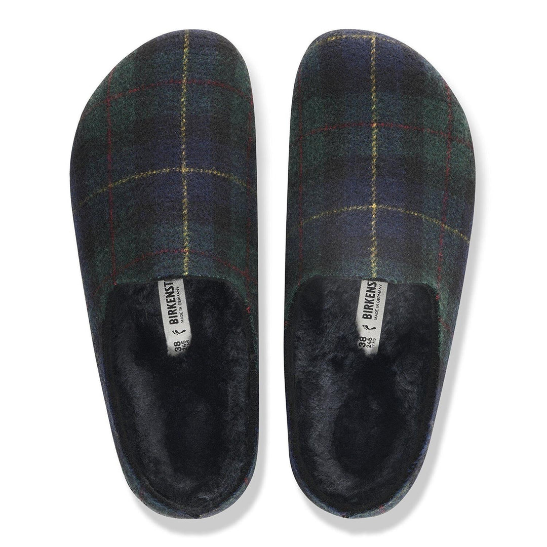 Amsterdam Wrapped Dip Wool Felt Green Navy Plaid