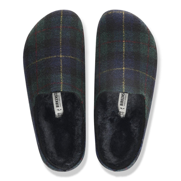 Amsterdam Wrapped Dip Wool Felt Green Navy Plaid