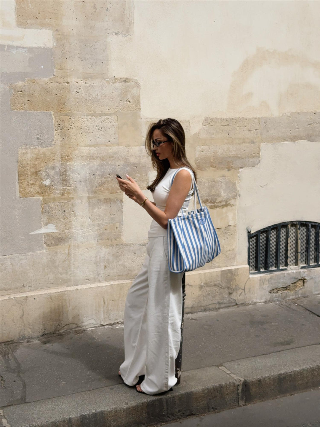 Ivy Tote Bag Blue Stripe