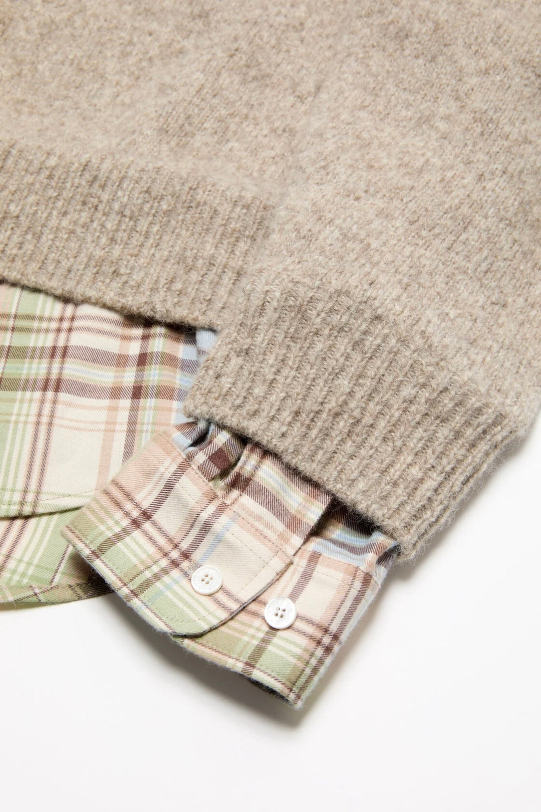 Layered Knit Hoodie Medium Beige