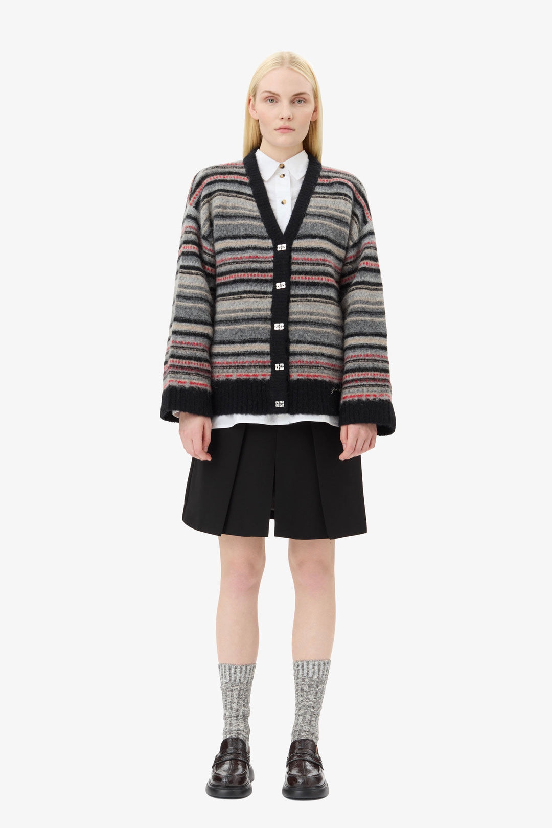 Soft Wool Stripe Boxy Cardigan