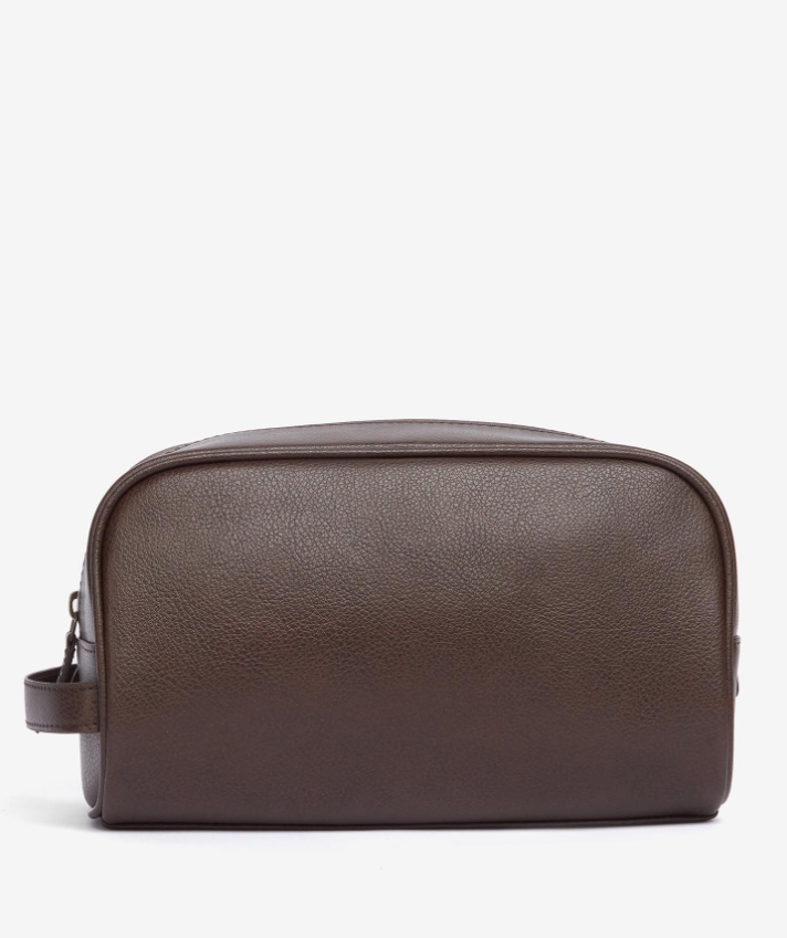 Leather Washbag Dark Brown