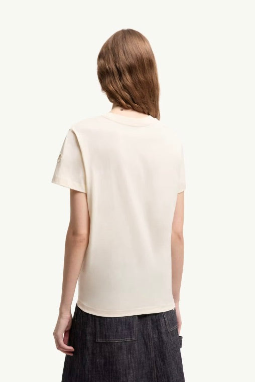 MONCLER Embroidered Logo Cotton T-Shirt White - Dale