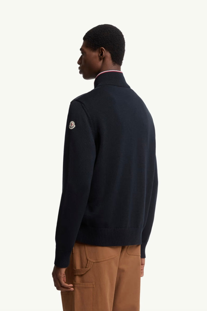 Padded Zip-Up Cotton Cardigan