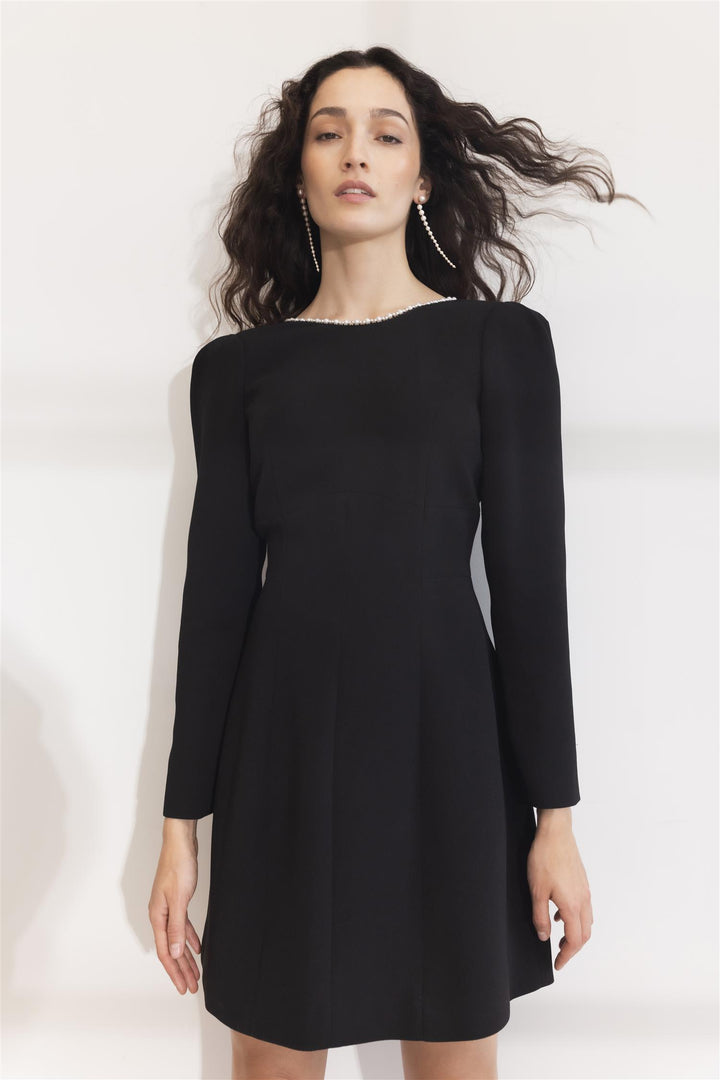 Nathalie Pearl Dress Black