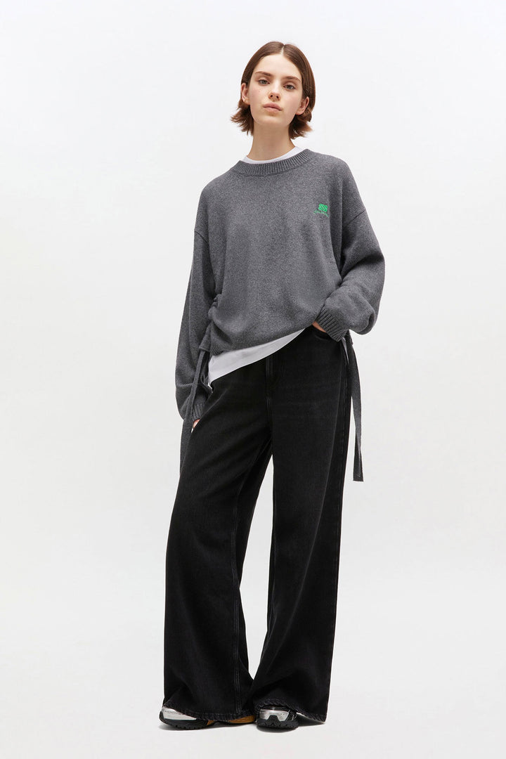 Future Wool Mix Oversized O-Neck Charcoal Grey