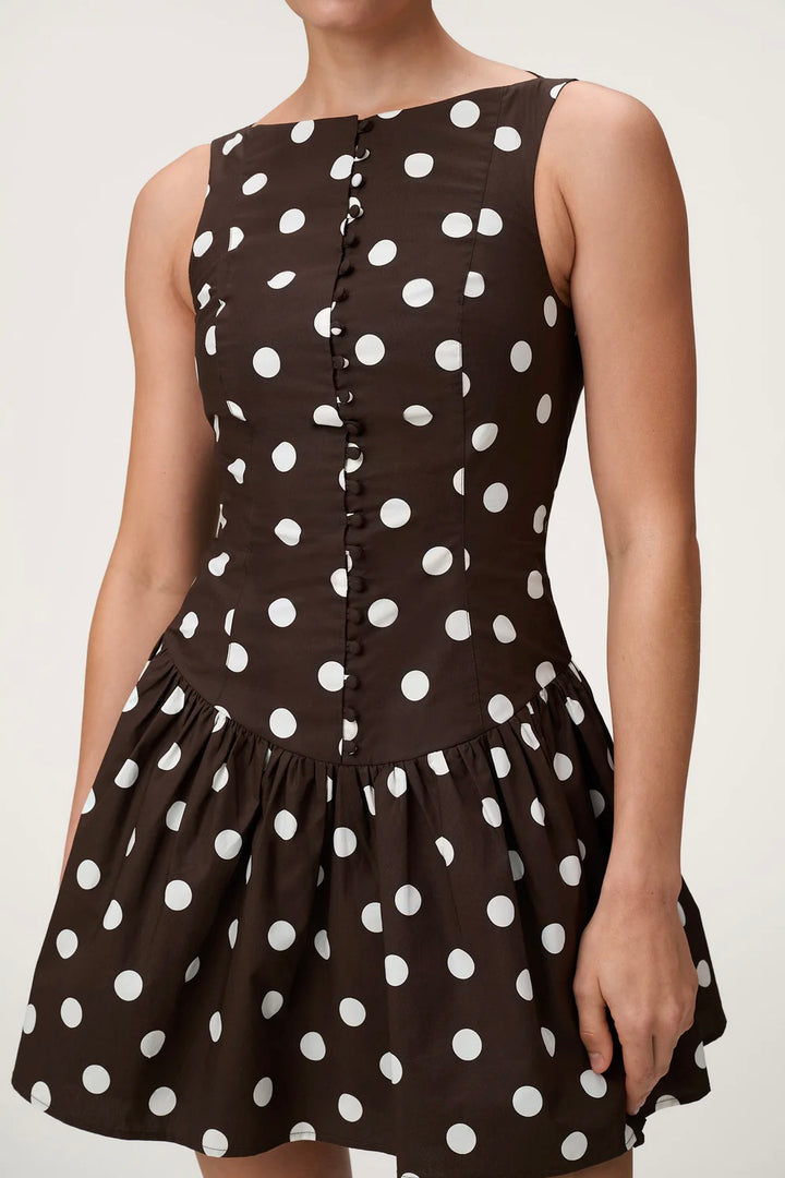 Sevilla Mini Dress Small Brown Dot