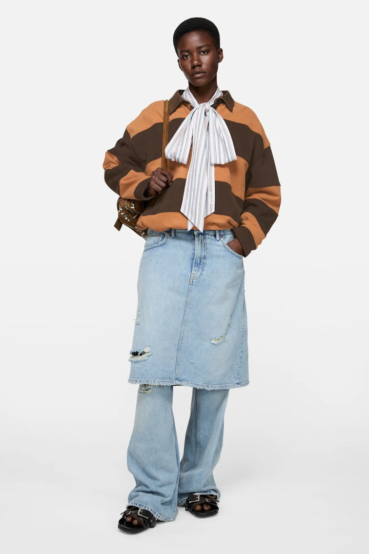 Layered Denim Trousers Light Blue