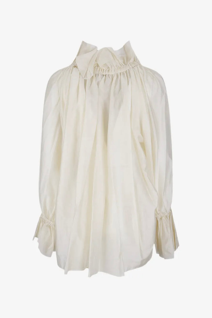 Estelle Ruffled Neck Blouse Cream