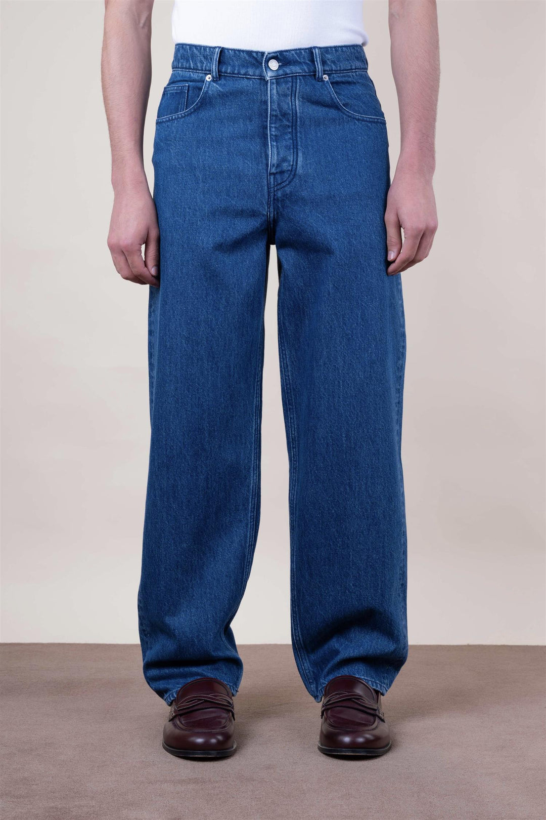 Straight Stonewash Blue Cotton Jeans