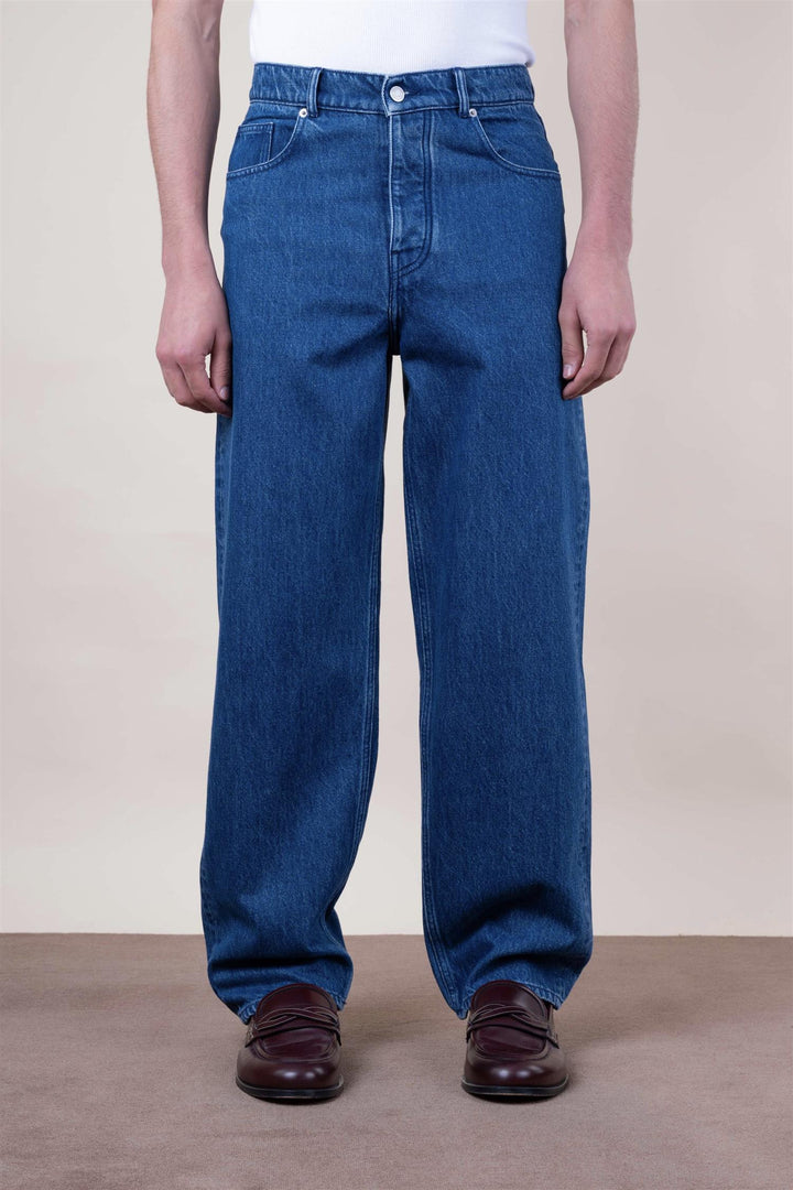 Straight Stonewash Blue Cotton Jeans