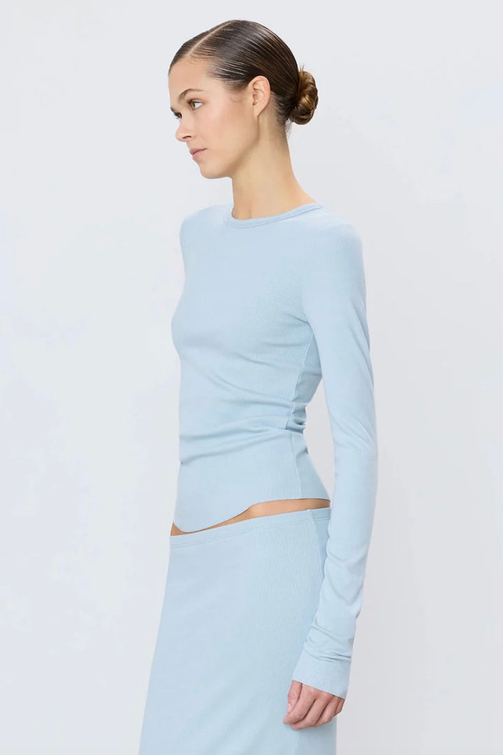 Long Sleeve Fitted Top Dusty Blue